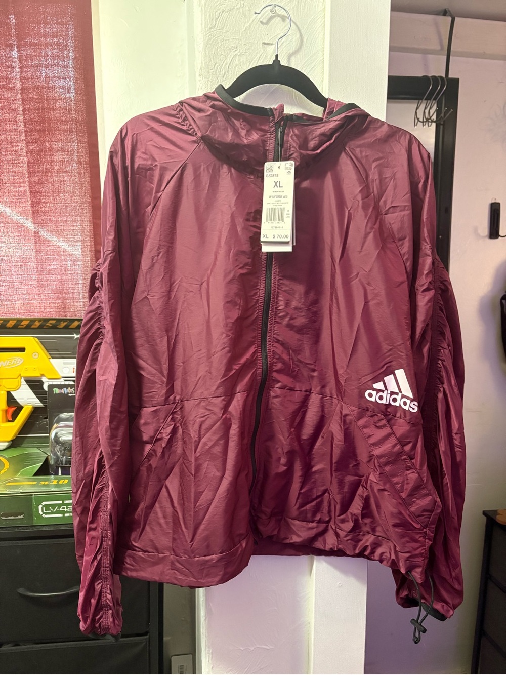 Adidas Zoe Saldana Women’s Windbreaker Jacket - Burgundy, XL